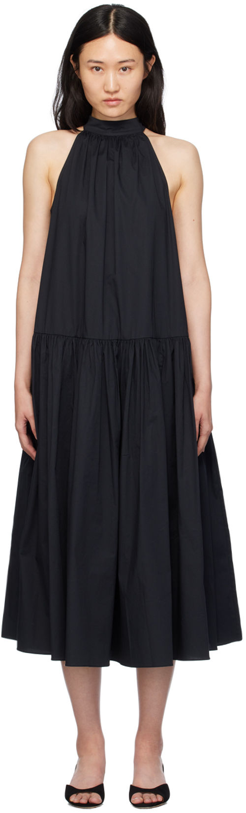 Staud Black Marlowe Midi Dress