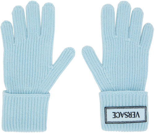 Versace Blue 90s Logo Gloves