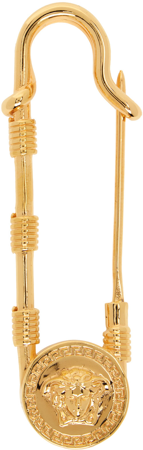 Versace Gold Safety Pin Brooch