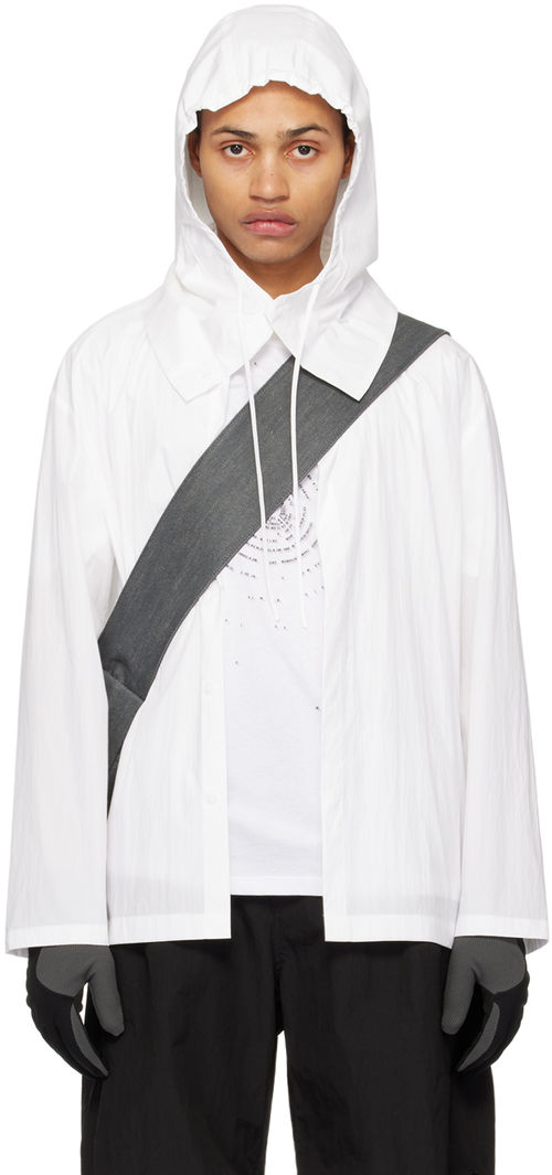 AMOMENTO White Hooded Shirt