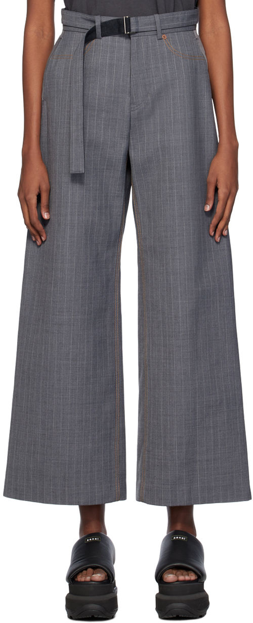 sacai Gray Striped Trousers