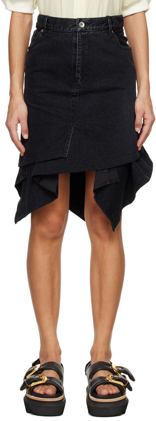 sacai Black Asymmetric Denim...