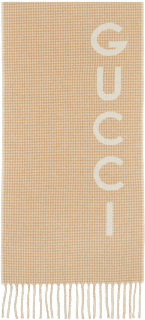 Gucci Beige Houndstooth Scarf