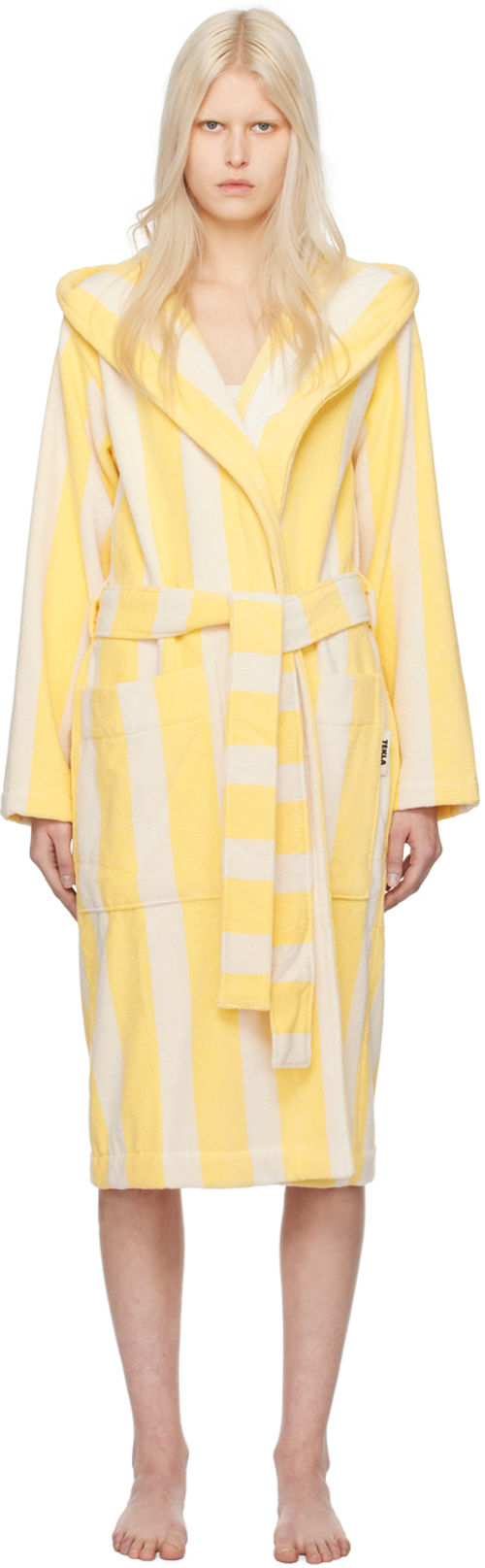 Tekla Yellow Hooded Bathrobe