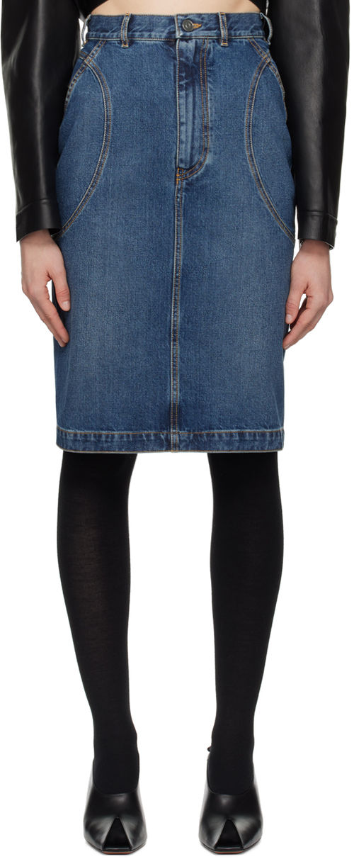 ALAÏA Blue Pencil Denim Midi...