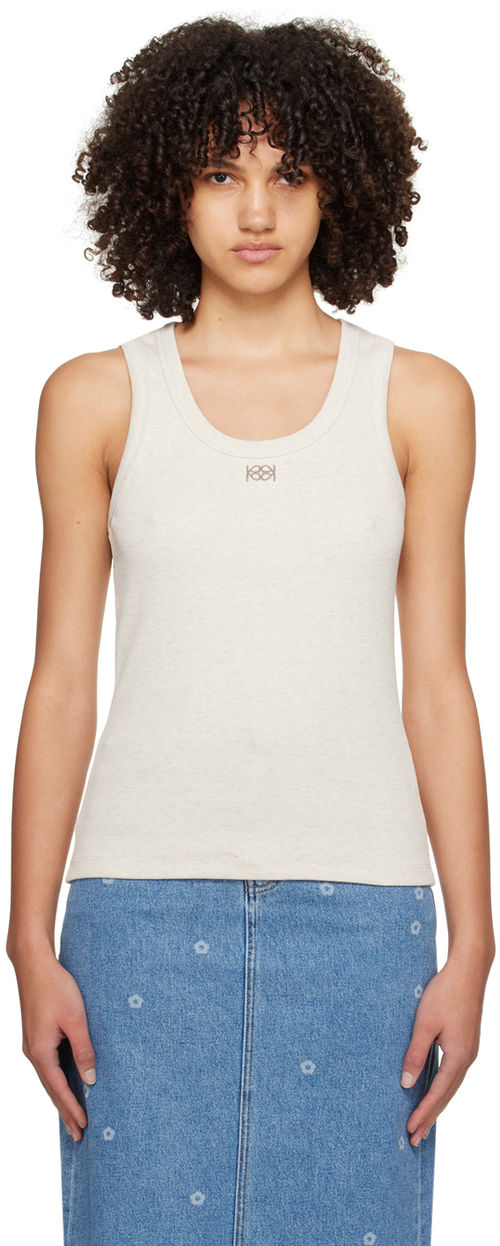 Kijun Beige Square Neck Tank...