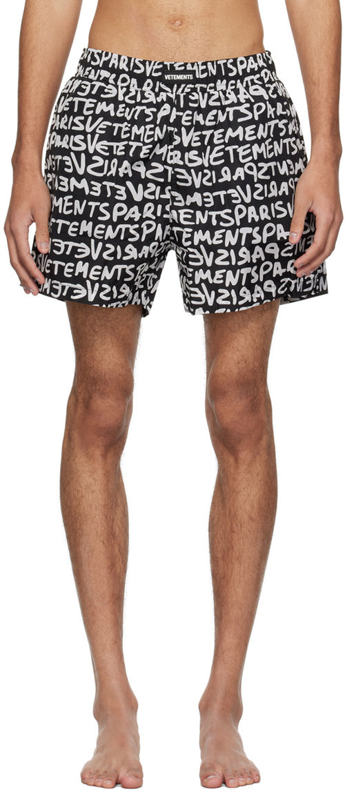 VETEMENTS Black Printed Swim...