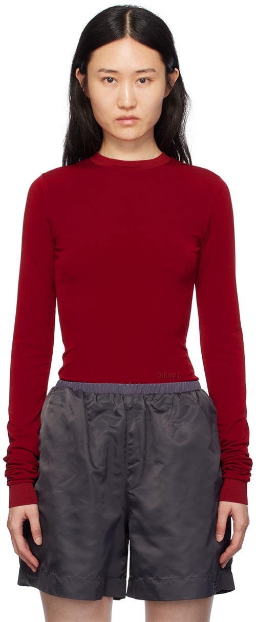 Birrot Red Slim Long Sleeve...