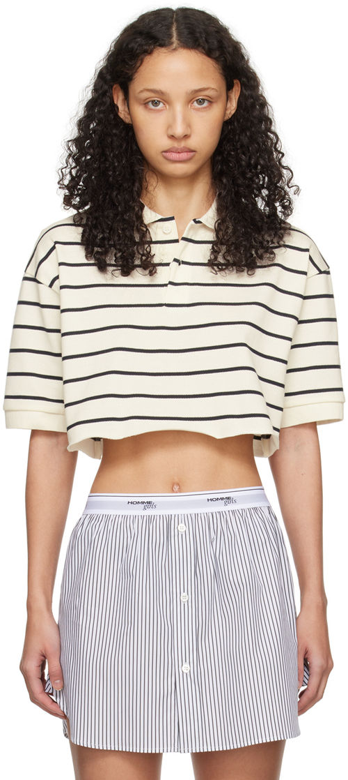 HommeGirls White Stripe Polo