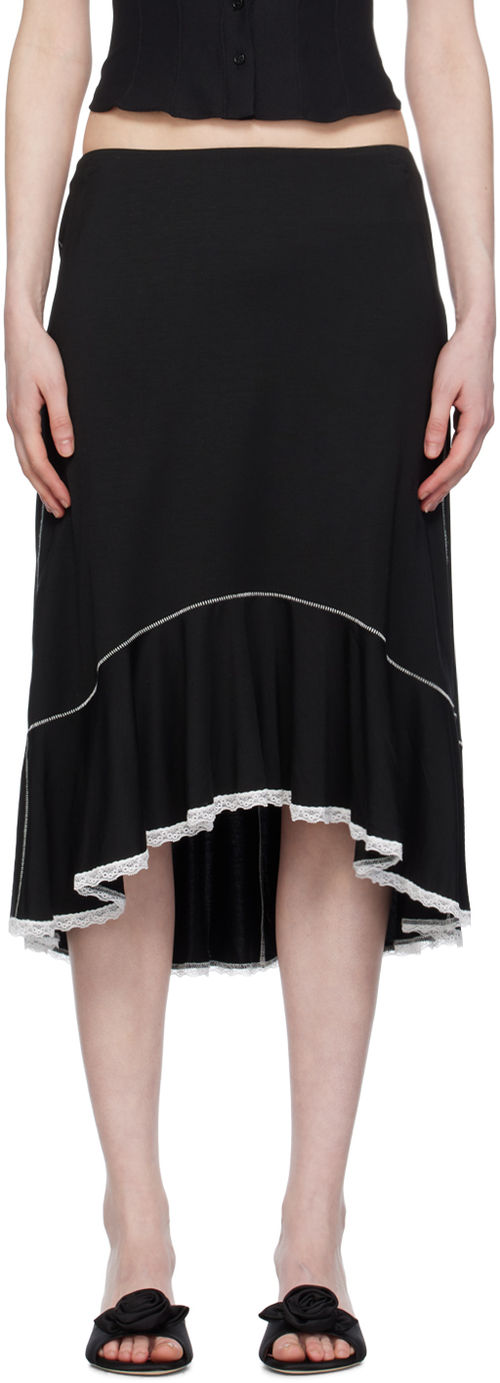 GUIZIO Black Dainty Midi Skirt