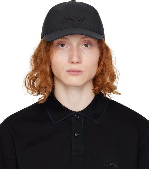 Brioni Navy Embroidered Cap