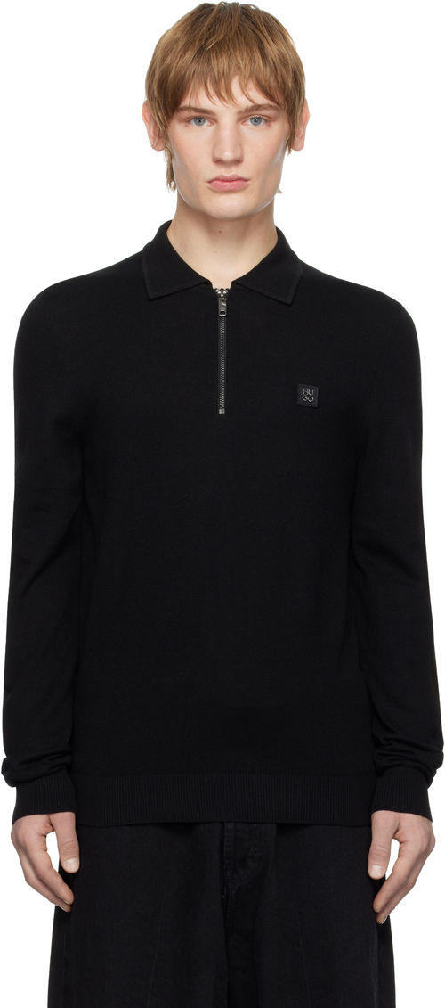 Hugo Black Zip-Neck Stacked...