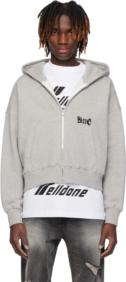 We11done Gray Logo Zip-Up...