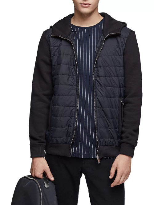 Reiss Navy Trainer Hybrid Zip Through Quilted Jumper