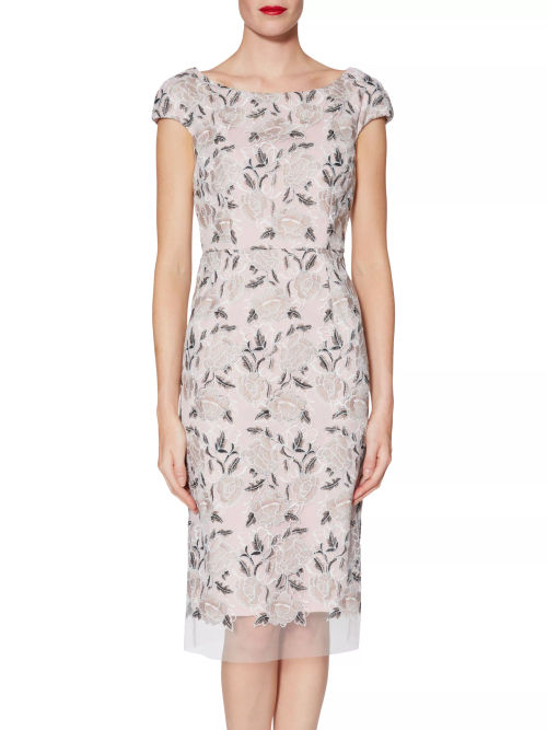 Gina Bacconi Arianna Floral Embroidered Dress, Plum at John Lewis & Partners