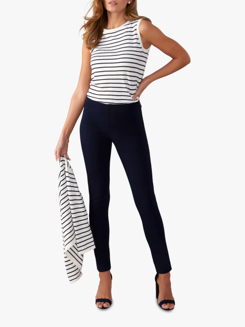 John Lewis Slim Bi-Stretch Trousers, Navy at John Lewis & Partners