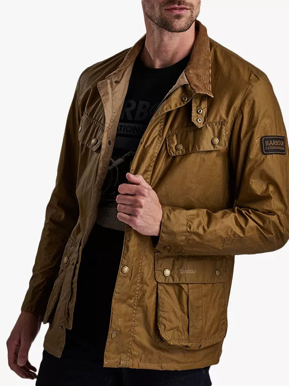 Barbour international duke hot sale wax jacket sand