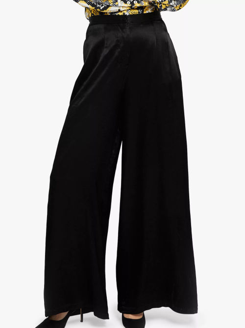 Ghost Jilly Satin Wide Leg Trousers, Black, Compare
