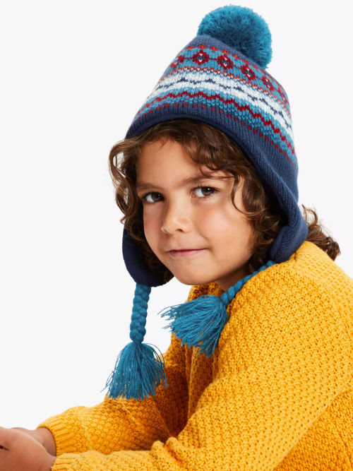 John Lewis Kids' Funny Face Trapper Hat, Green at John Lewis & Partners