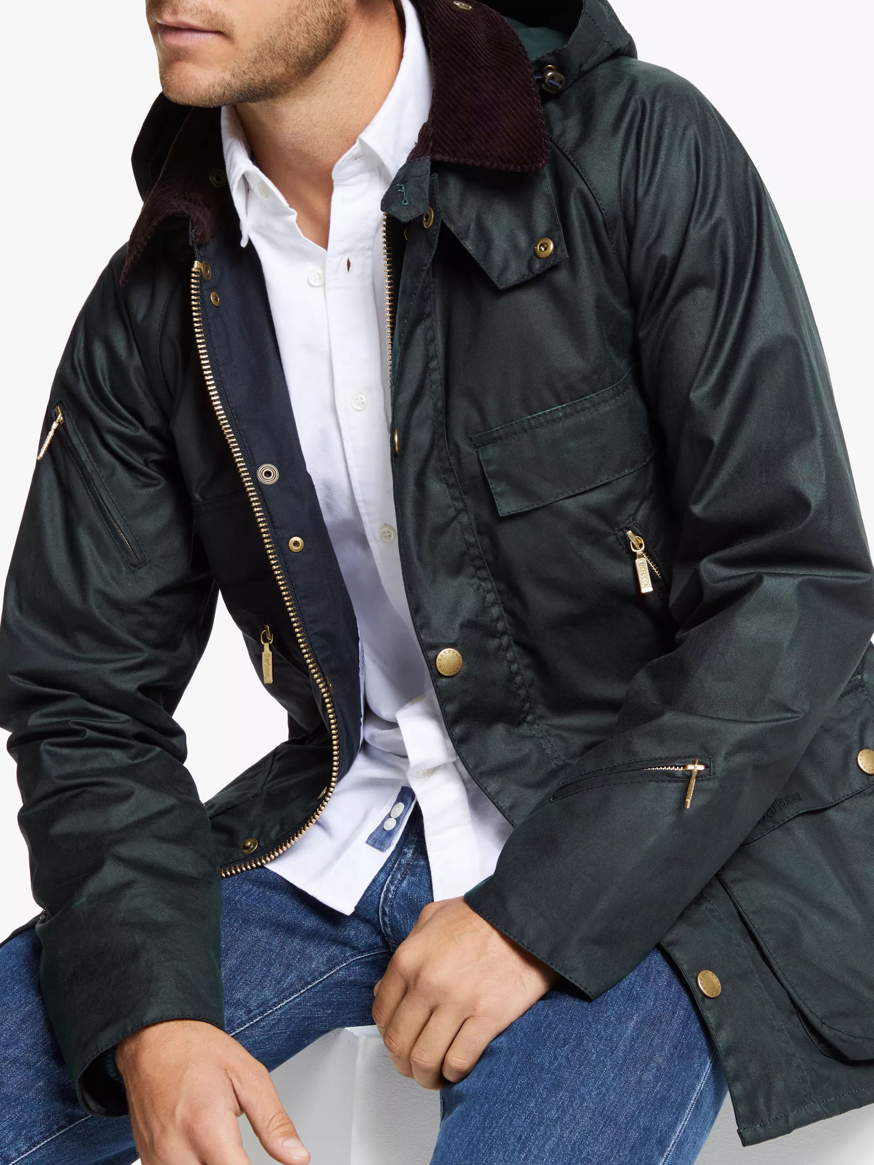 Barbour Bedale Waxed Jacket, Navy 