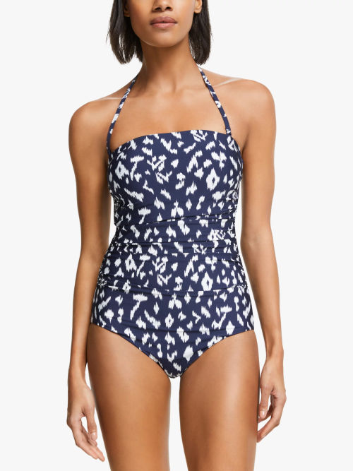 John Lewis Plain Ruched Swimsuit, Black at John Lewis & Partners