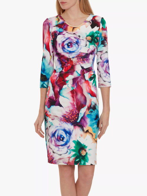 Gina Bacconi Arianna Floral Embroidered Dress, Plum, £184.00