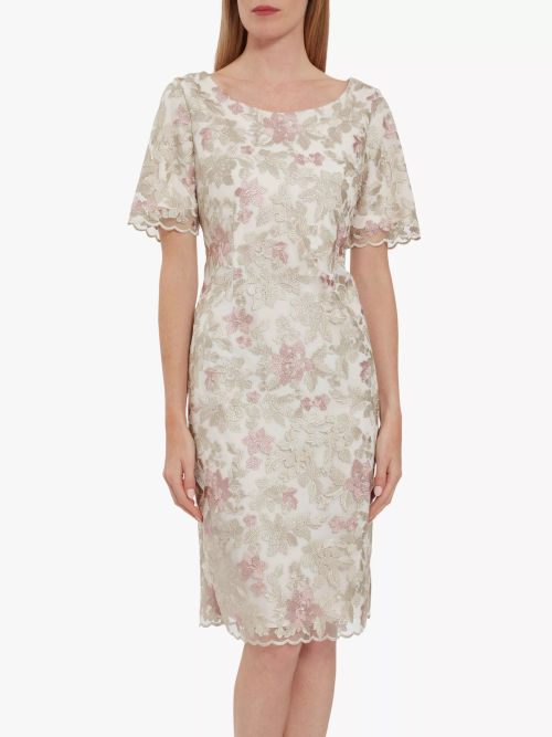 Gina Bacconi Arianna Floral Embroidered Dress, Plum at John Lewis & Partners