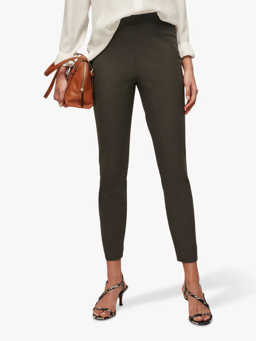 Whistles Stretch Leather Leggings, Black at John Lewis & Partners