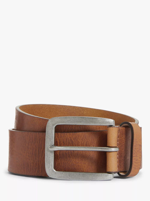 John Lewis 35mm Roller Buckle Leather Belt, Black at John Lewis & Partners