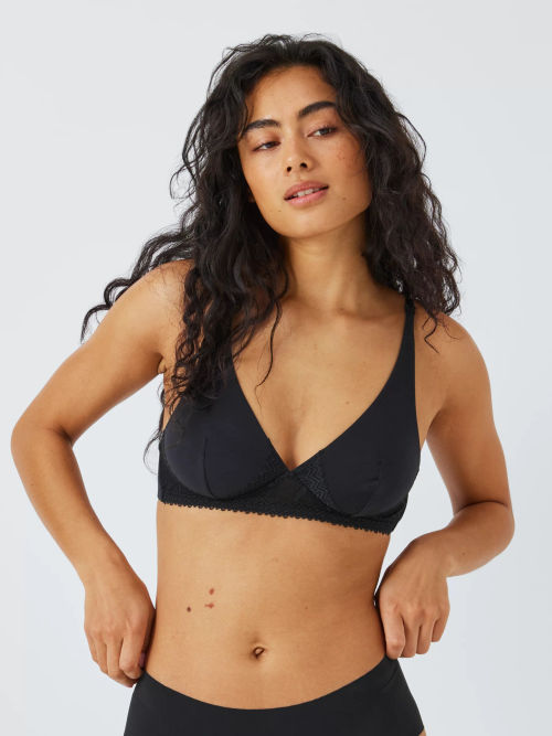 John Lewis Leah Non Wired Non Padded Bra, Black at John Lewis