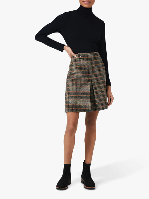 Genevieve Wool Check A Line Skirt