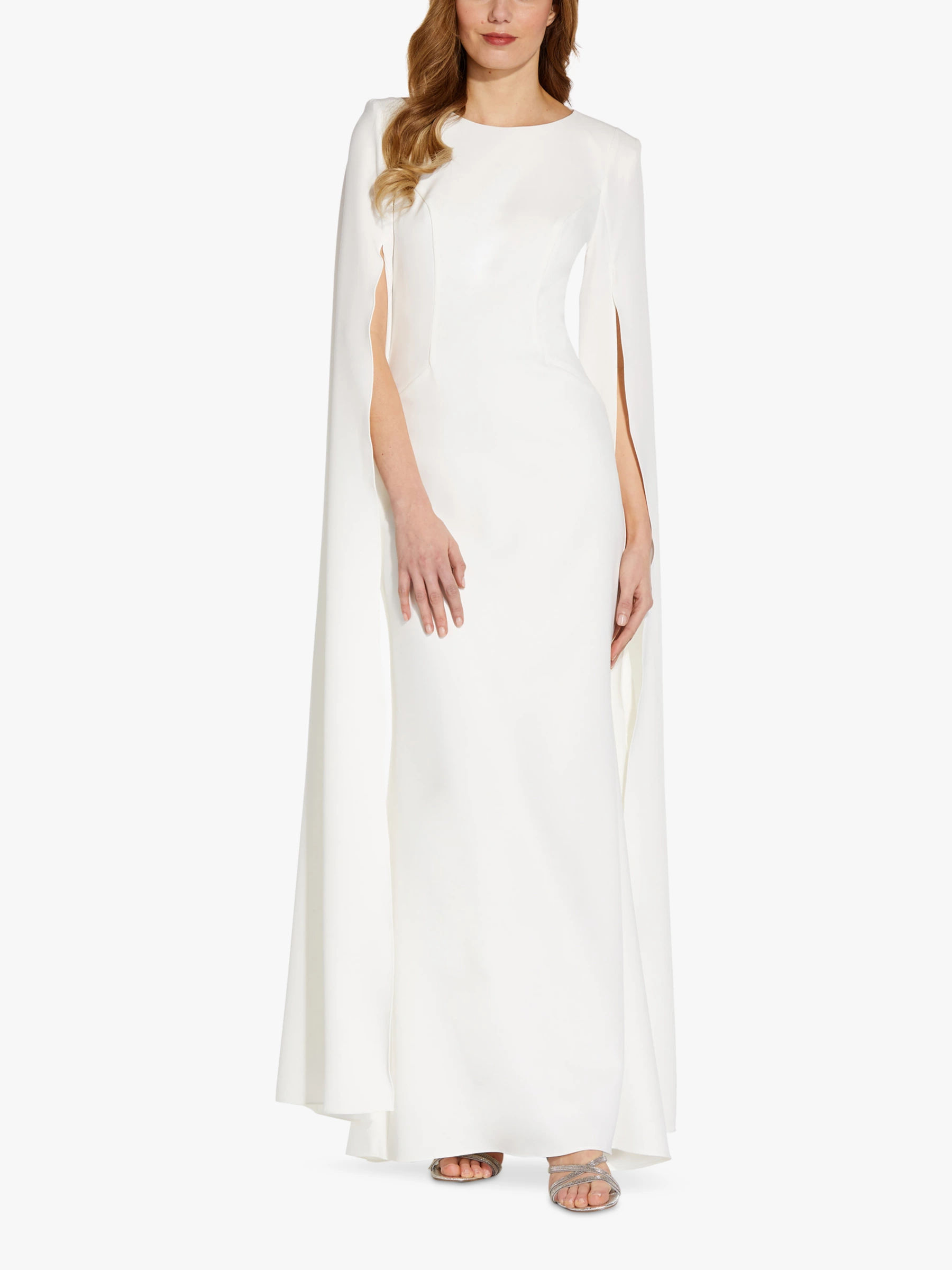 Adrianna Papell Split Sleeve Crepe Gown Ivory Compare