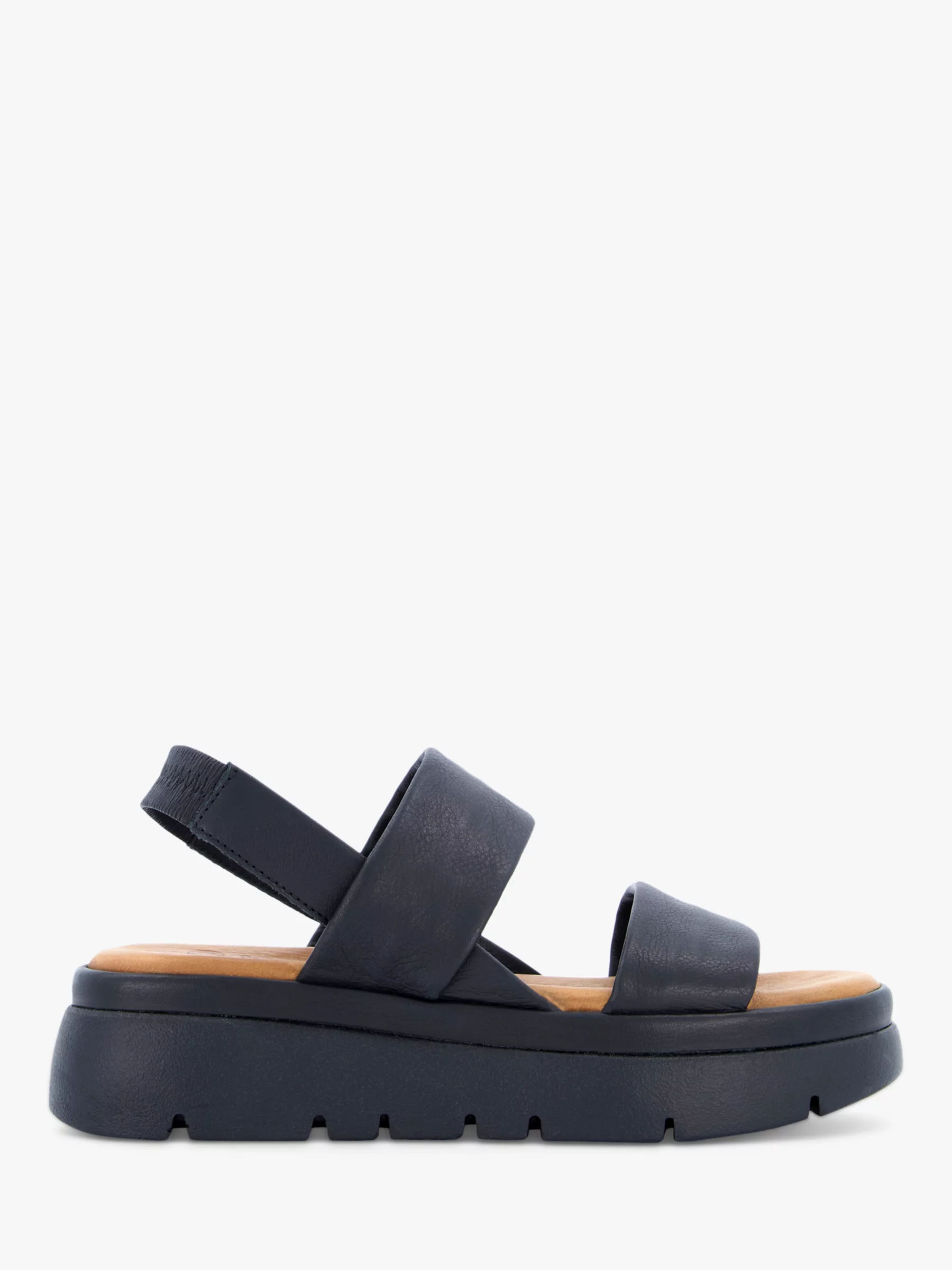 Dune Koala Leather Wedge Heel Sandals, Tan at John Lewis & Partners