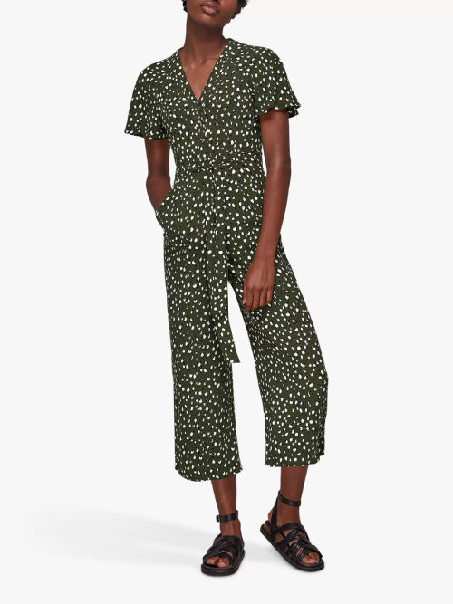 Whistles Josie Zip Front Jumpsuit, Black at John Lewis & Partners