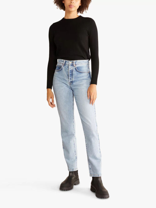 Mid Rise Wide Leg Turn Up Jeans, Albaray