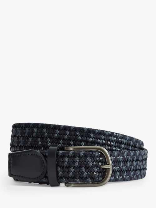 Reiss Bailey Skinny Leather Belt, Black at John Lewis & Partners