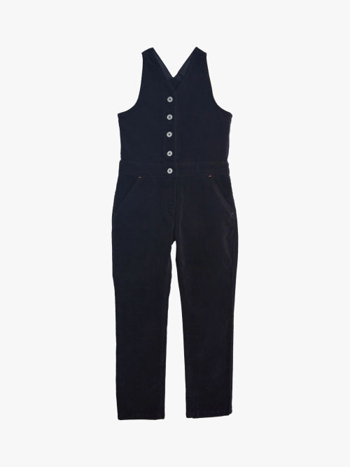 White Stuff Kids' Verity V-Neck Velvet Dungarees, Navy, Compare