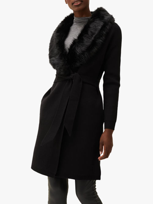 Phase Eight Edessa Faux Fur Collar Coat, Black