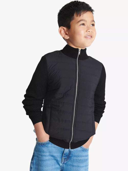 REISS Trainer Long Sleeve Quilted Hybrid Zip Through Jacket