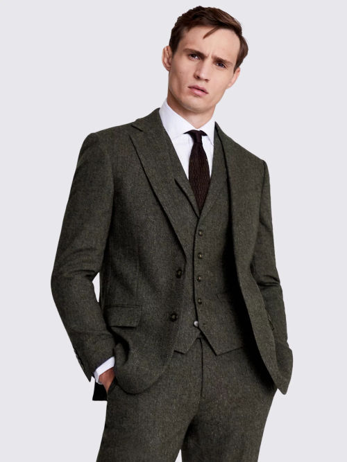 Moss Tailored Fit Herringbone...