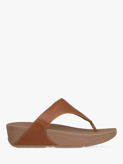 FitFlop Gracie Leather Flip Flops, Tan at John Lewis & Partners