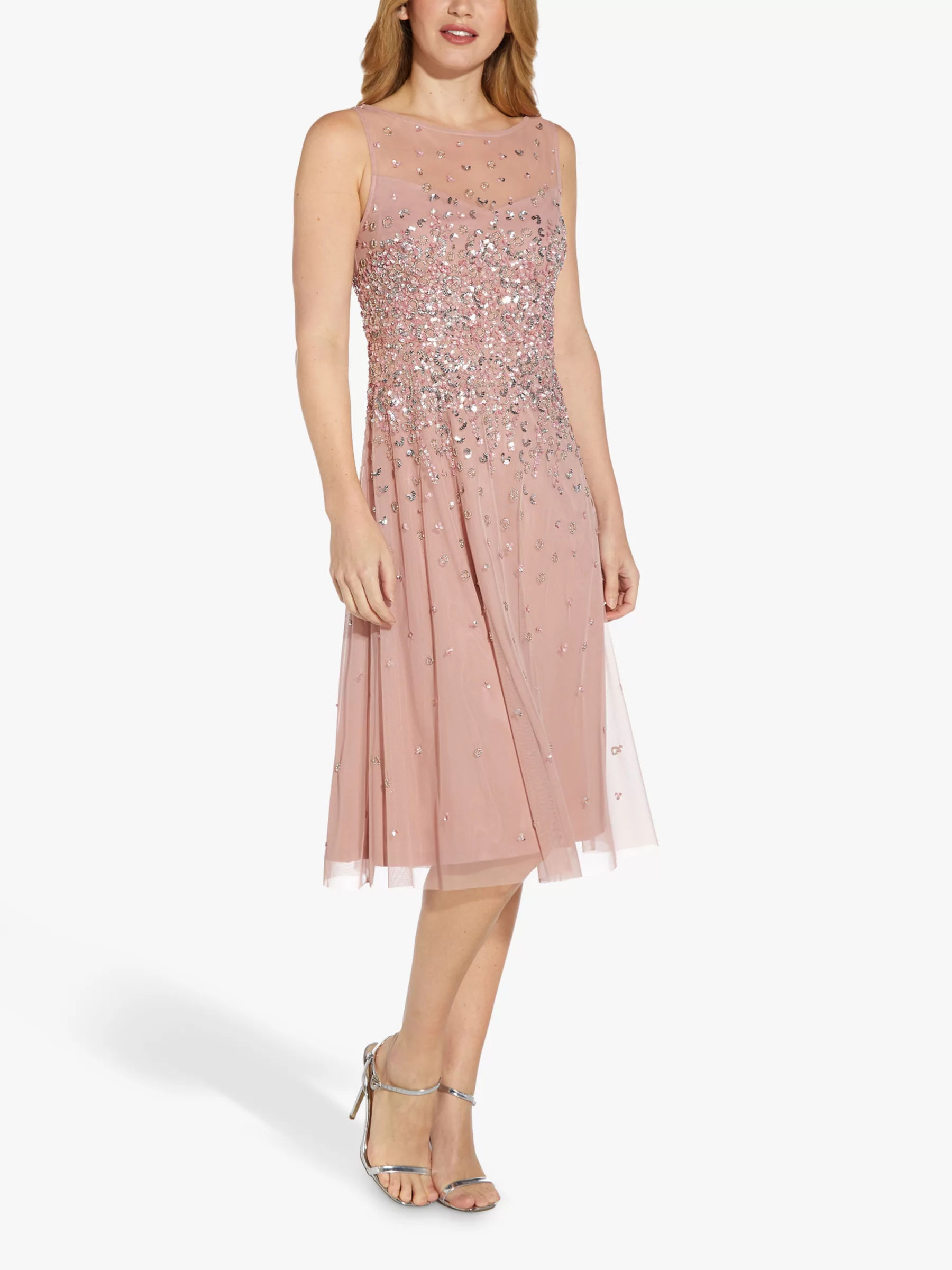 Adrianna Papell Beaded Illusion Dress Candied Ginger Compare