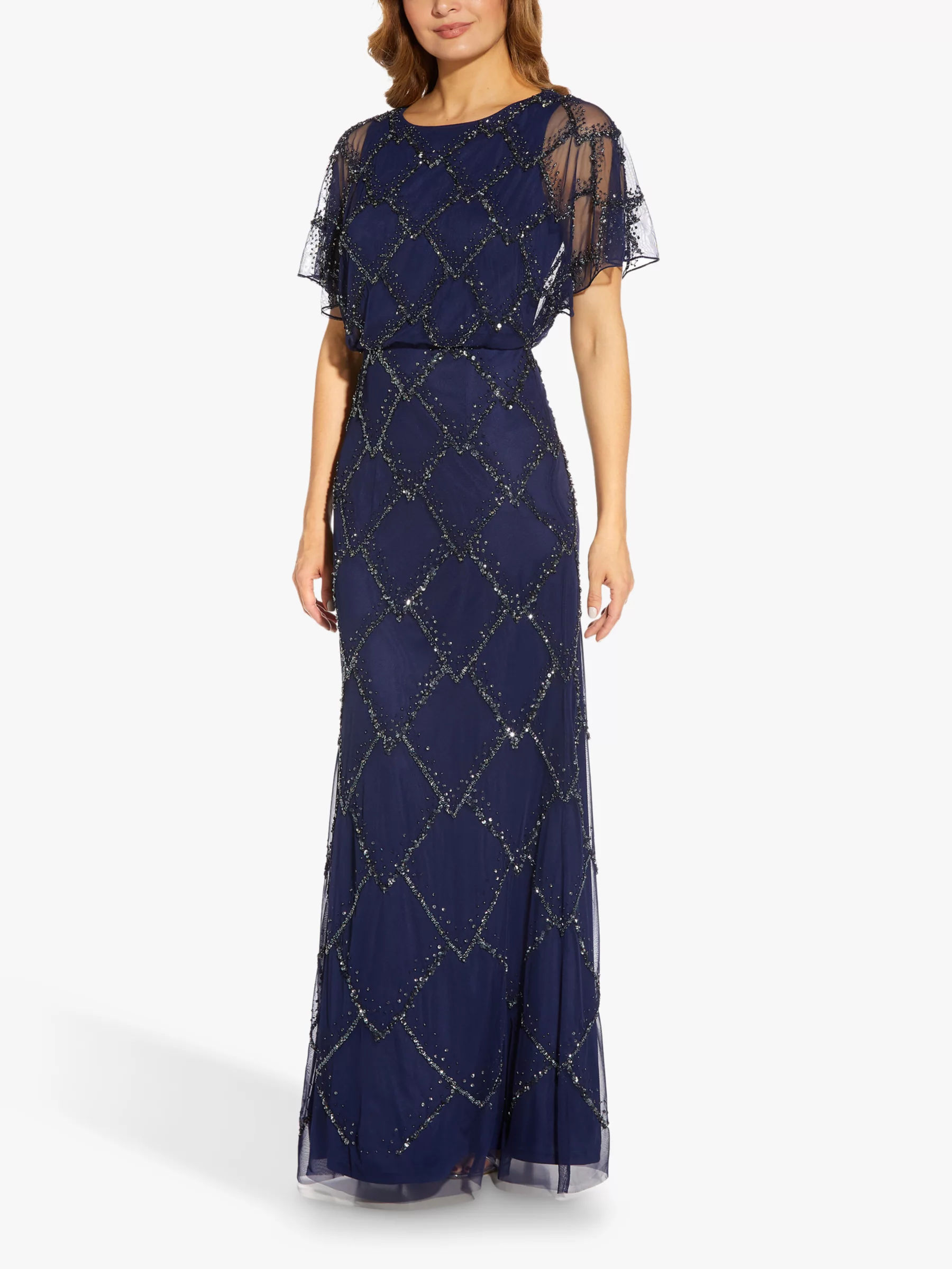 Adrianna Papell Beaded Blouson Dress Navy 204.00 Mirror Online