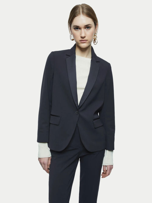 Whistles Crepe Single Buttoned Blazer, Black at John Lewis & Partners