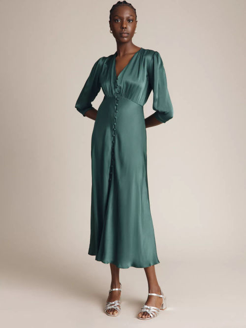 Sage Green Charlotte Satin Maxi Dress, WHISTLES