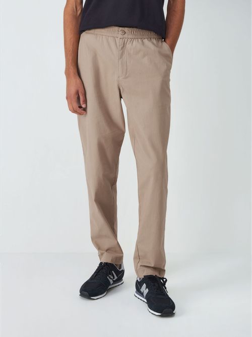 John Lewis ANYDAY Relaxed Fit Ripstop Stretch Cotton Ankle Trousers, Khaki  at John Lewis & Partners