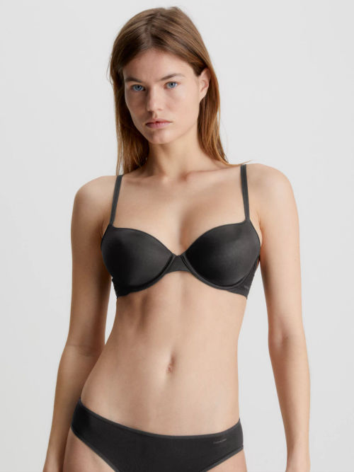 Calvin Klein Flirty Lightly Lined Balcony Bra, Black at John Lewis