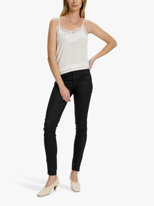 Truly Lace Trim Silk Camisole, Black at John Lewis & Partners