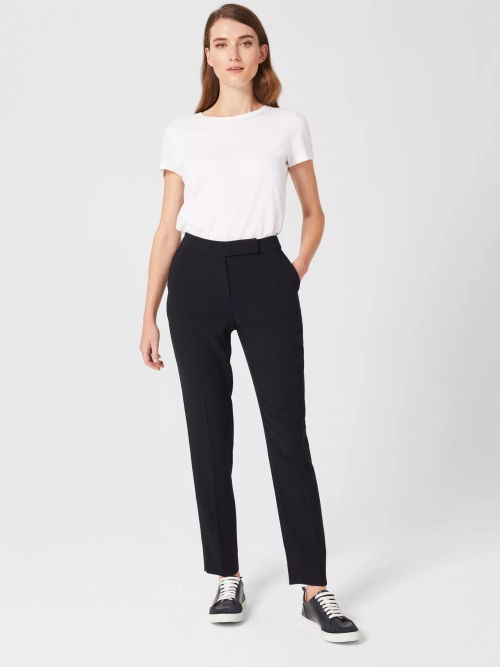 Hobbs Abigail Wide Leg Trousers, Navy, Compare