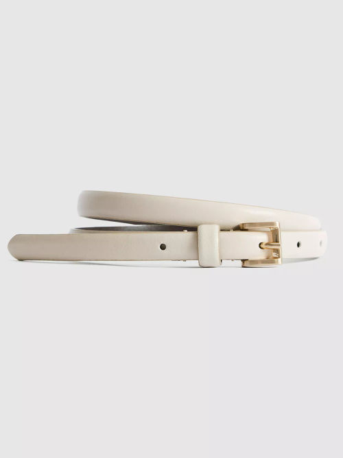 Reiss Bailey Skinny Leather Belt, Black at John Lewis & Partners